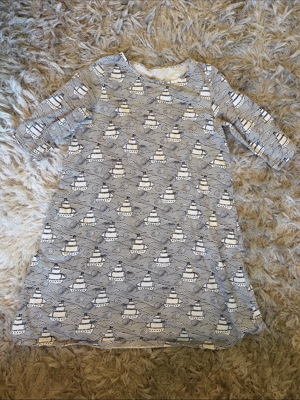 Women’s Navy and White Boat Print Dress